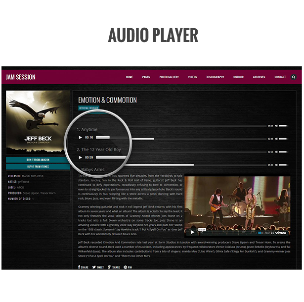 WordPress Music Theme - JamSession - audio player